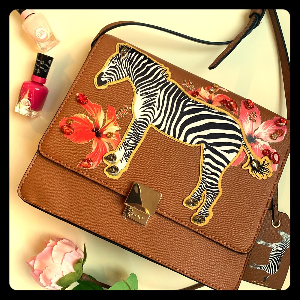 ALDO ZEBRA PURSE Cross Body Handbag, Cognac
